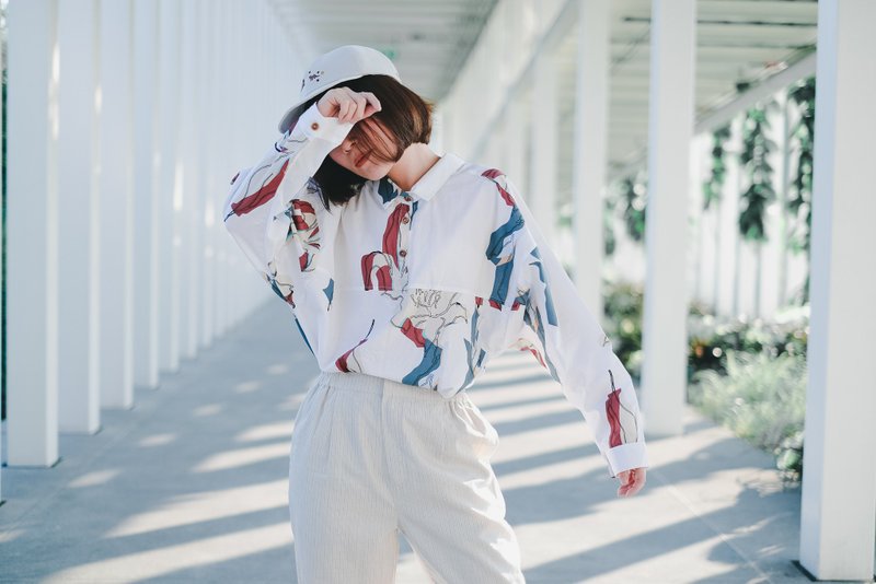 2ways2days shirt : Orchid melt - 女装衬衫 - 棉．麻 白色