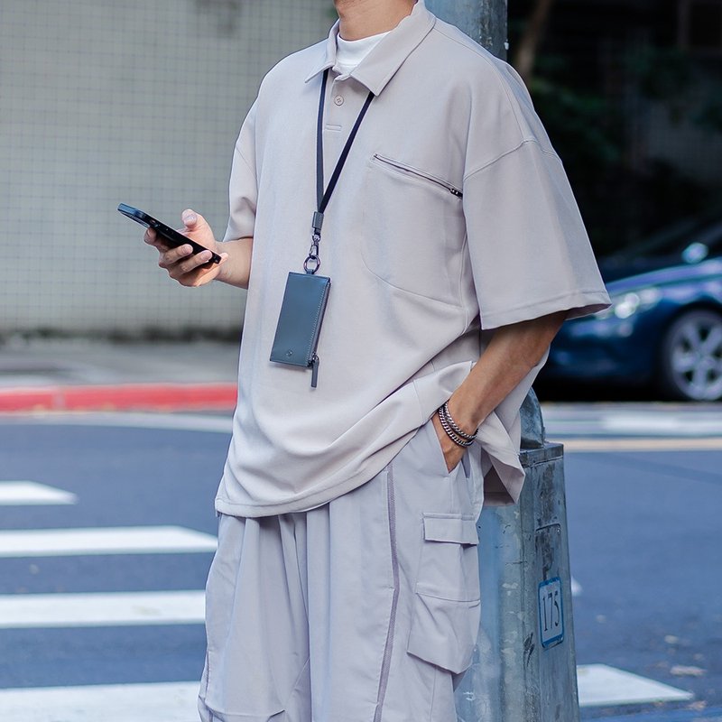 三卡双色钥匙零钱包-灰黑 - 零钱包 - 真皮 灰色