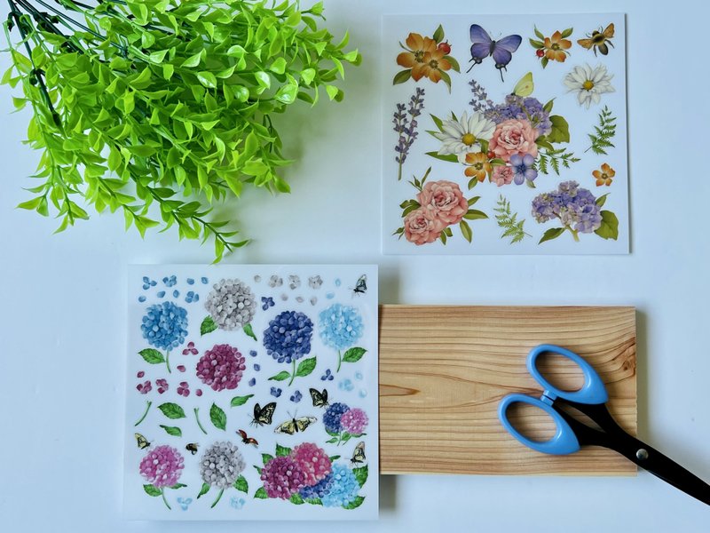 感压转印贴纸-锦花绣草组合 Pressure Sensitive Sticker - 贴纸 - 防水材质 透明