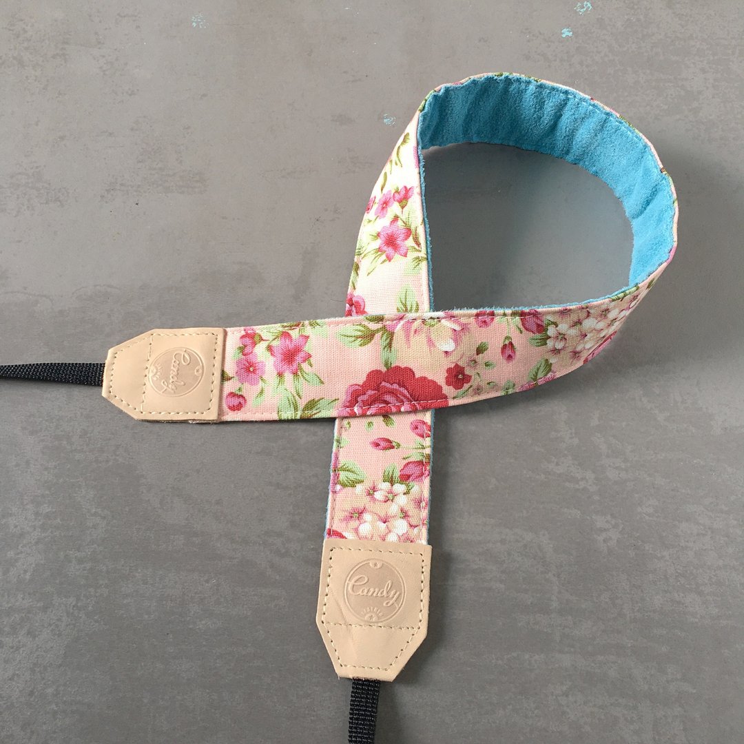 Pink Gray Flora Mirrorless or DSLR Camera Strap - 相机 - 棉 灰色
