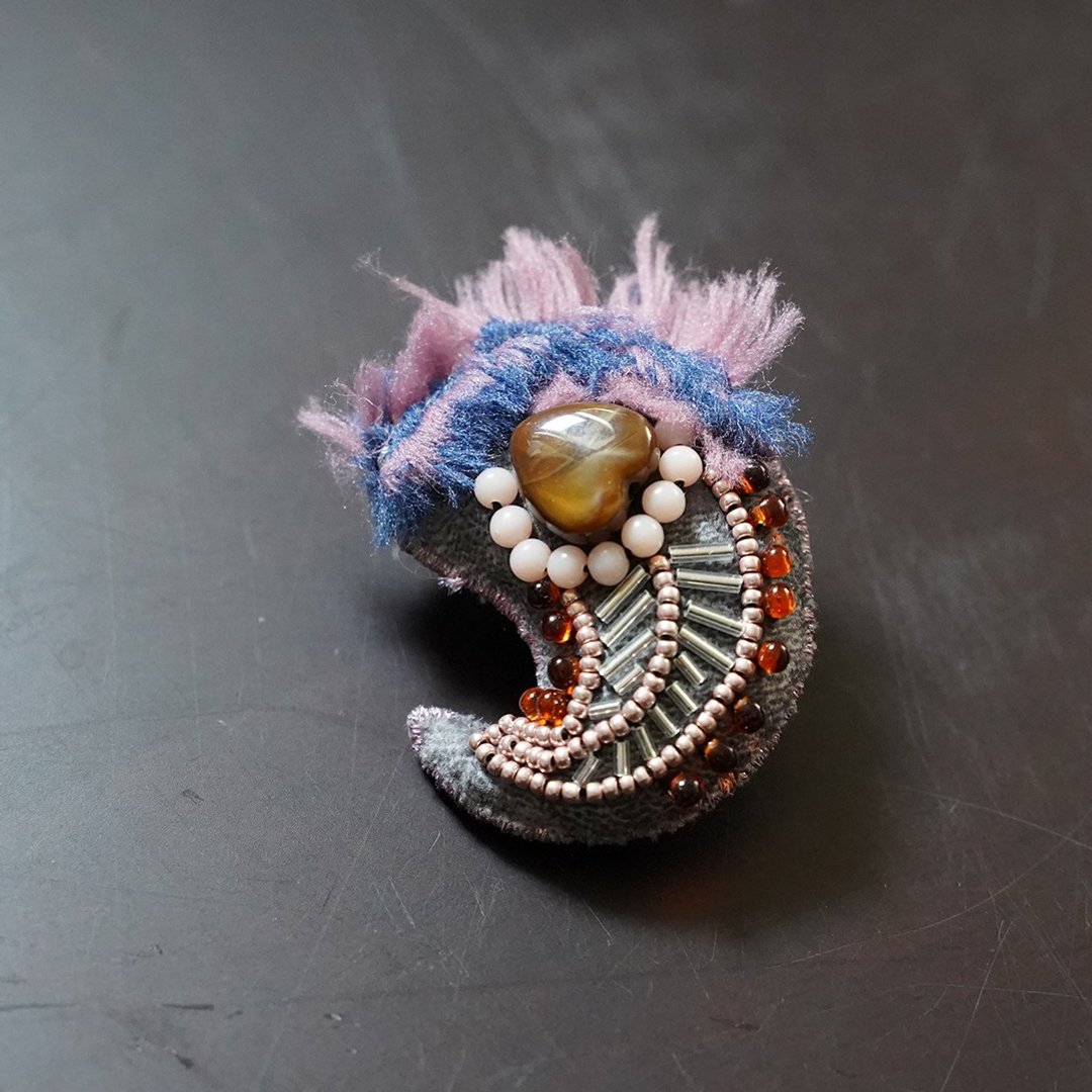 Very Light Paisley Brooch 6 Beaded Embroidered Brooches Multicolor - 胸针 - 羊毛 粉红色