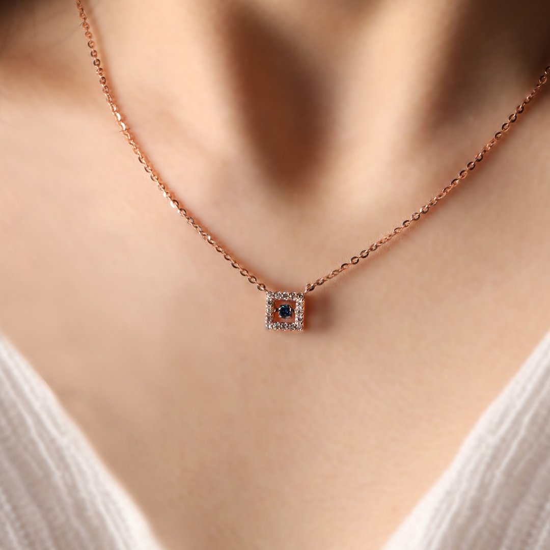 14K玫瑰金JASMINE手工跳舞悬浮钻石项链【Frankness Jewellery】 - 项链 - 玫瑰金 多色