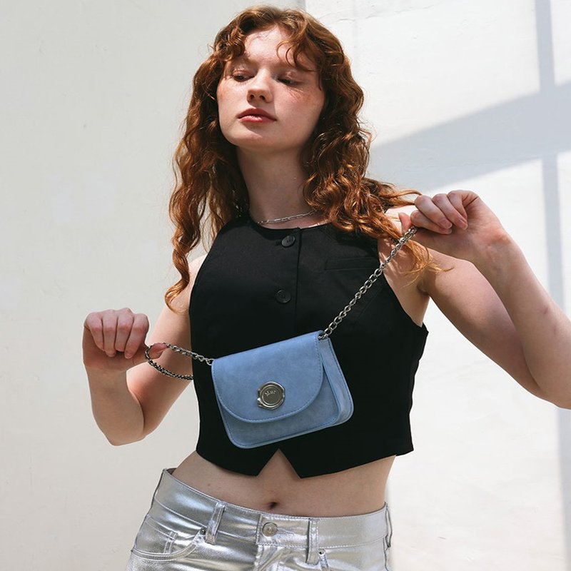 韩国制 MUR Letter 手袋/單肩包/手提袋 (Crinkle Blue) - 侧背包/斜挎包 - 环保材料 