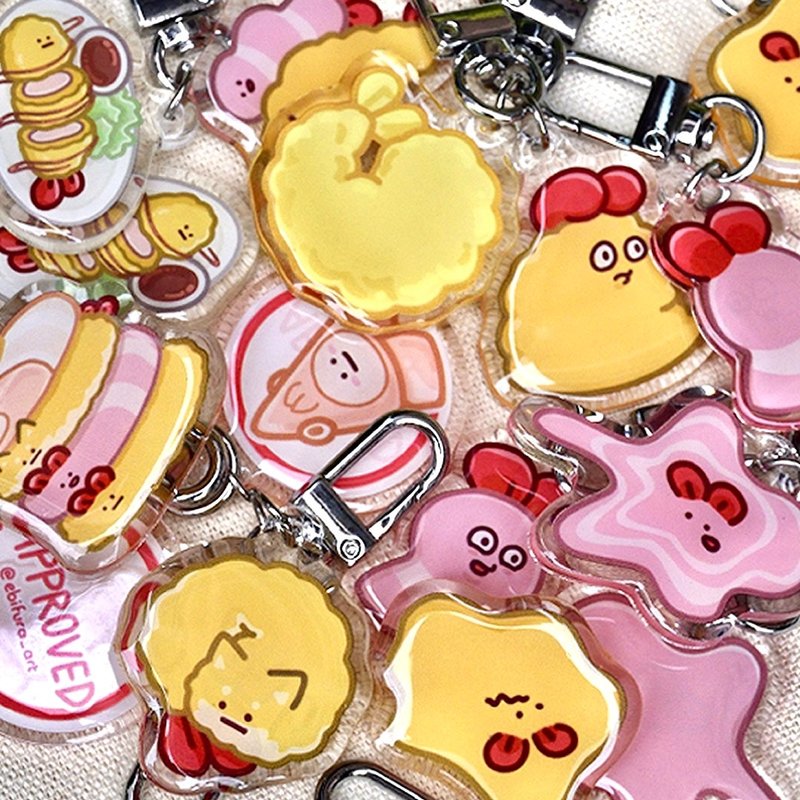 双面滴胶虾吊饰 - 钥匙链/钥匙包 - 塑料 多色