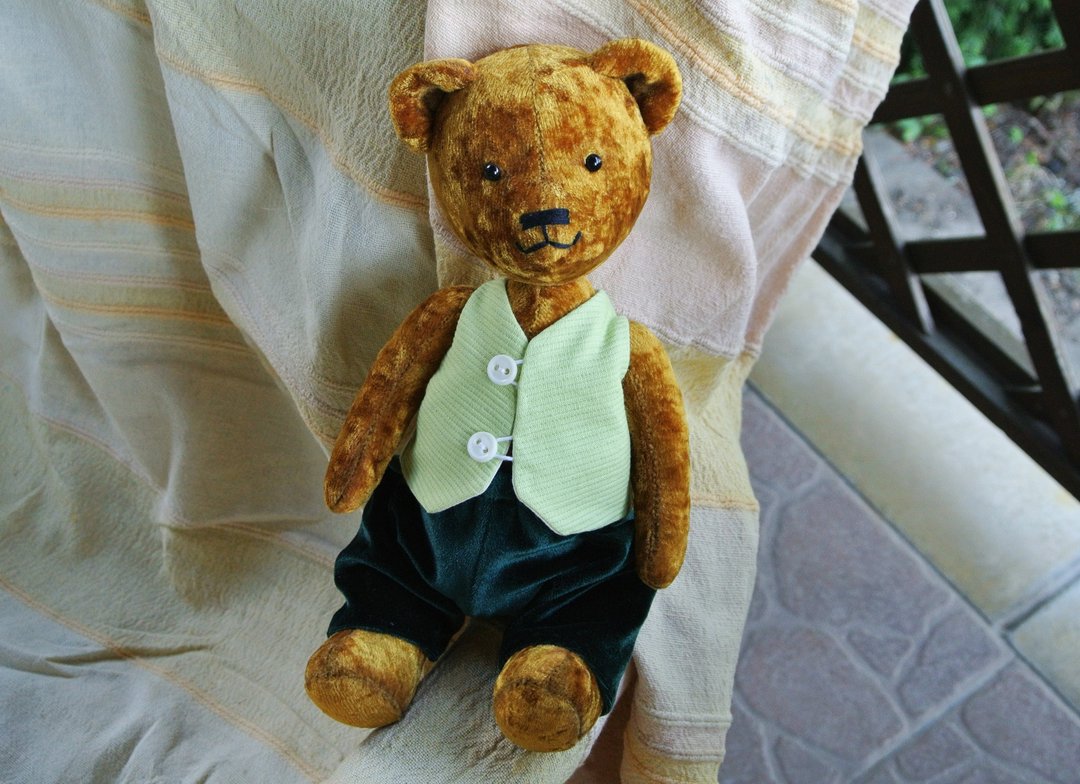 玩具熊 Artist Teddy Bear dressed Stuffed Bear in clothes Jointed toy ooak 玩具娃娃 - 玩具/玩偶 - 其他人造纤维 咖啡色