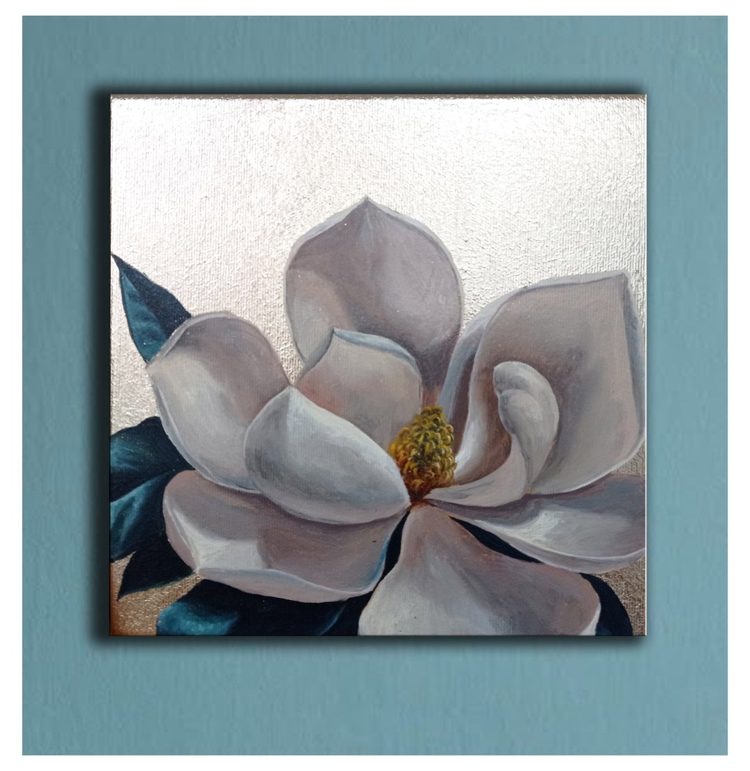 玉兰  花画 花卉植物 挂画 装饰画 原创艺术 - 海报/装饰画/版画 - 其他材质 金色