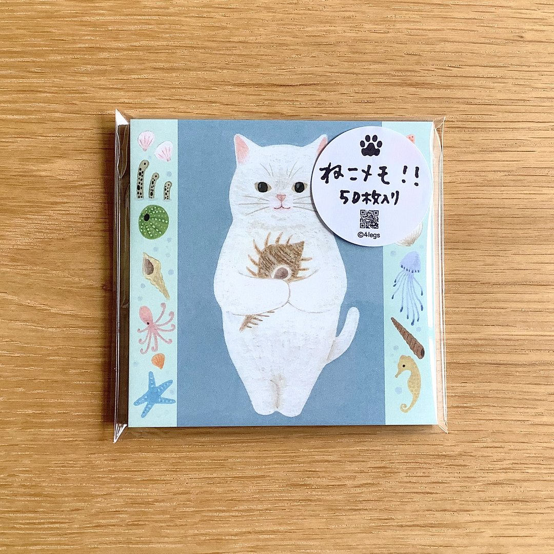 猫咪便条纸 #new3 白猫 内含50张 - 信封/信纸 - 纸 