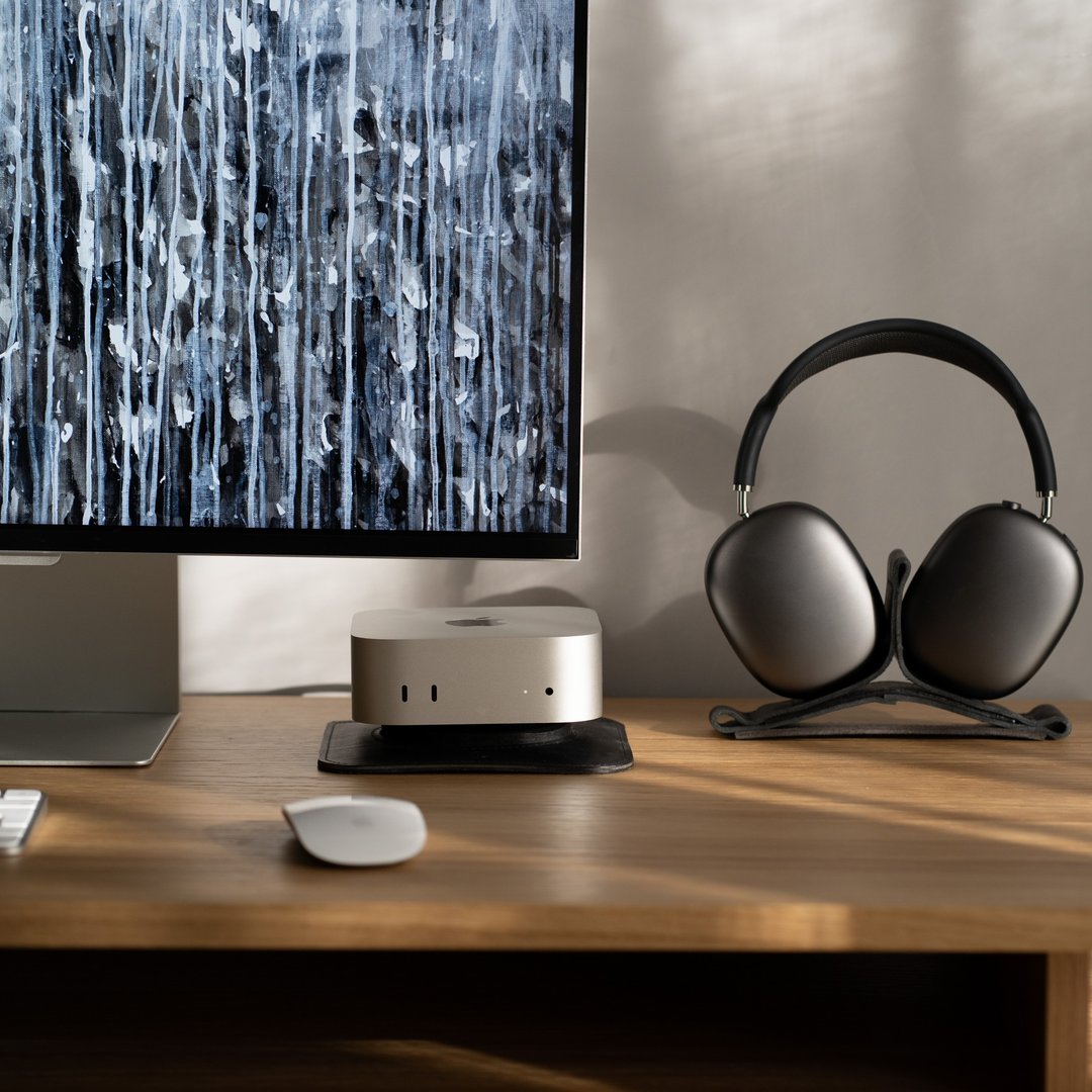 The Pedestal Mac Mini M4/M4 Pro 专属高级皮革支架 手工打造 - 电脑配件 - 真皮 黑色