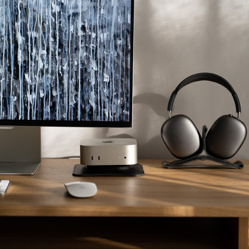 The Pedestal Mac Mini M4/M4 Pro 专属高级皮革支架 手工打造 - 电脑配件 - 真皮 黑色