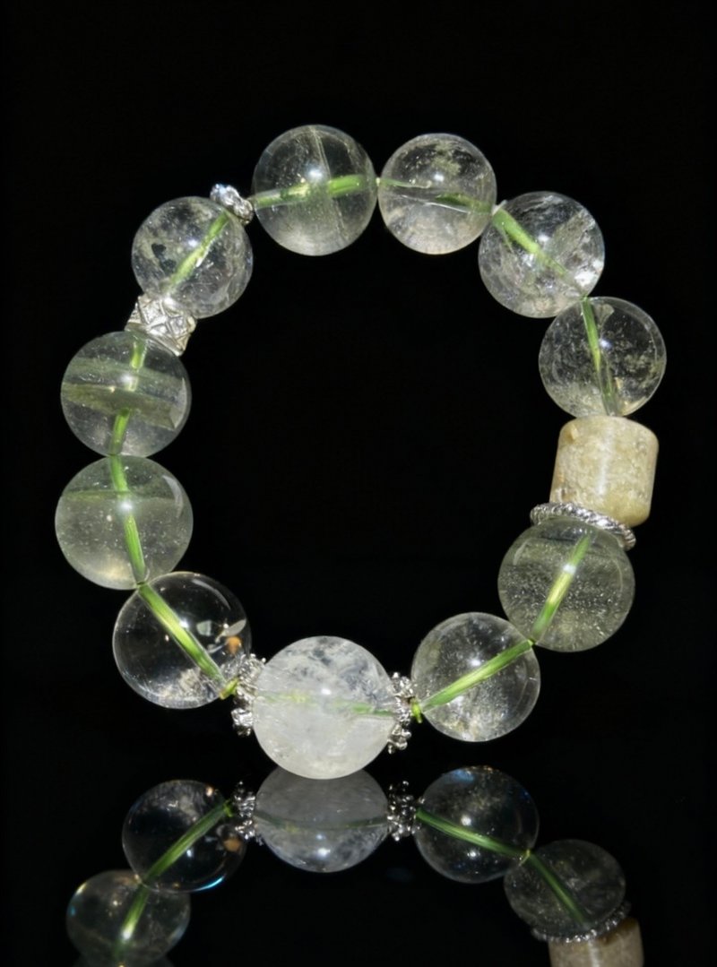 Crystal.EAA 设计款水晶手链 晶涧竹 绿千层幽灵 白幽灵 白水晶 - 手链/手环 - 水晶 绿色
