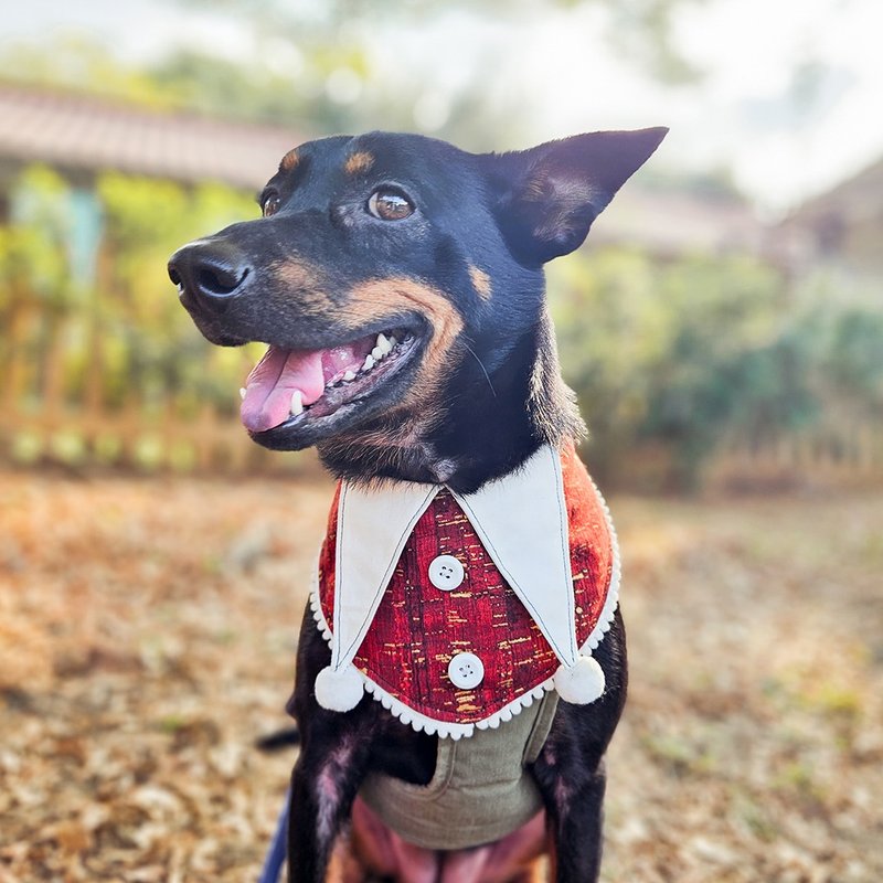 【KAKO点茶】宠物领巾//俏皮矮人  //猫猫领巾/狗狗领巾 - 衣/帽 - 棉．麻 红色