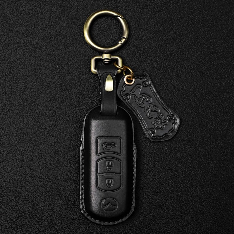 手工马自达MAZDA 汽车钥匙牛皮套 Mazda3 Mazda6 CX3 CX5 - 钥匙链/钥匙包 - 真皮 黑色