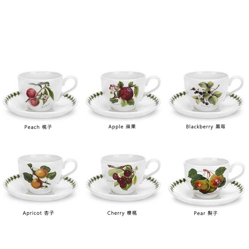 Botanic Pomona水果系列-280ml咖啡杯盘(6入套组/10盎司) - 咖啡杯/马克杯 - 瓷 白色