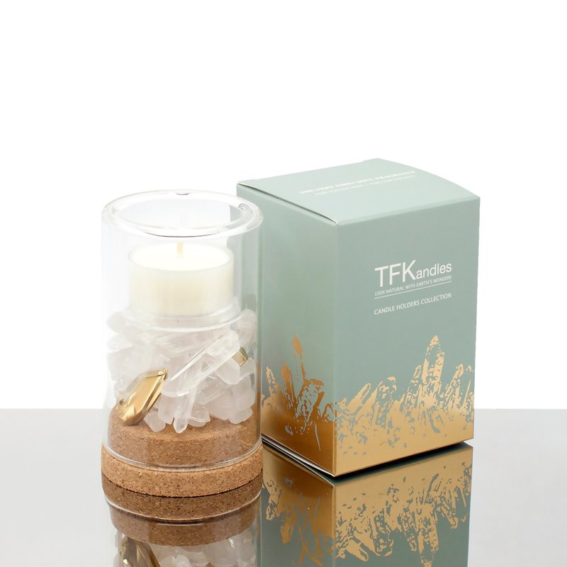 Clear Quartz Candle Holder 天然白水晶烛台S - 蜡烛/烛台 - 宝石 白色
