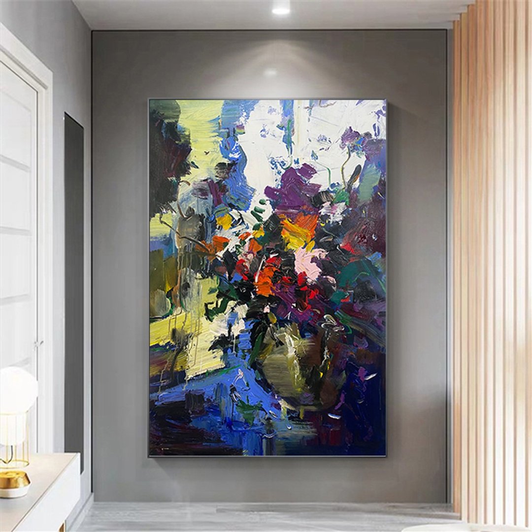 瓶花 手绘油画/抽象/原创商品/装饰画/挂画/客厅/走廊/沙发背景画 - 海报/装饰画/版画 - 亚麻 多色
