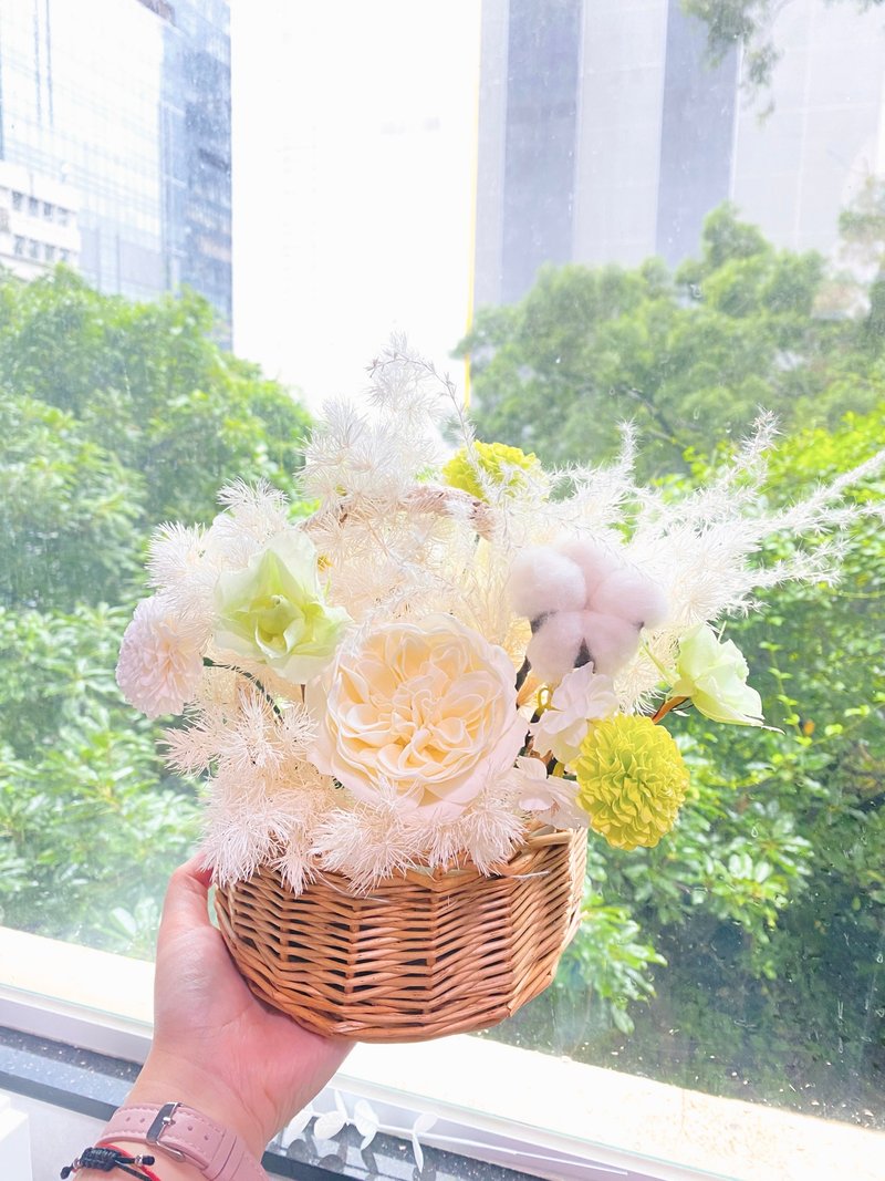 白绿花篮 - 干燥花/捧花 - 植物．花 绿色