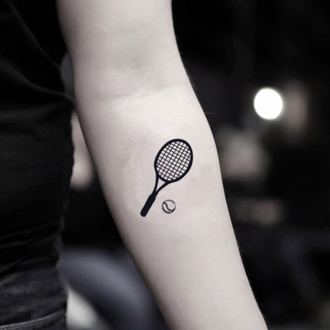 OhMyTat 网球运动 Tennis 刺青图案纹身贴纸 (2 张) - 纹身贴 - 纸 黑色