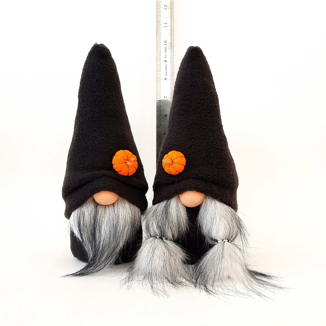 Mini Halloween Gnome Set, Fall Gnomes Plush with 3 Pumpkins, Stuffed Gnome Fall - 玩偶/公仔 - 环保材料 黑色