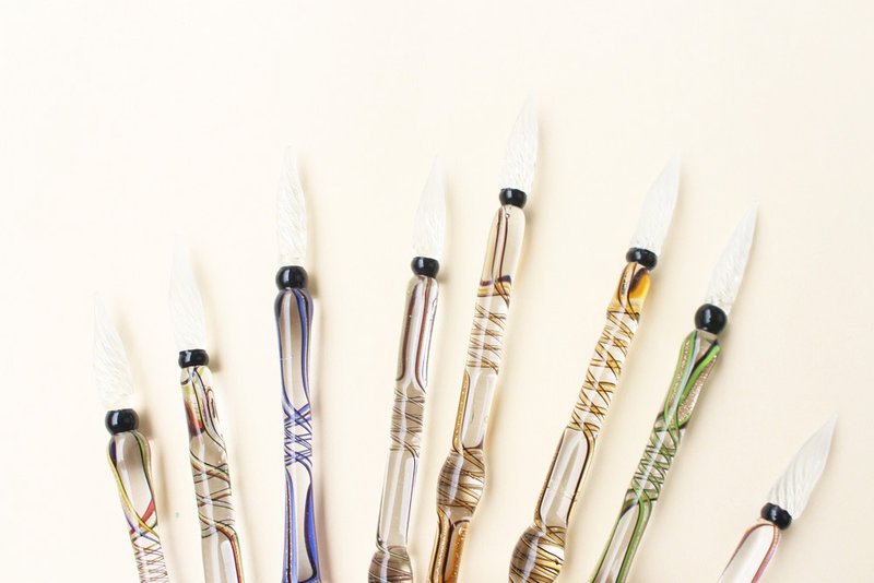 【限量收藏版】意大利造型流线款玻璃笔 | Francesco Rubinato - 蘸水笔 - 玻璃 