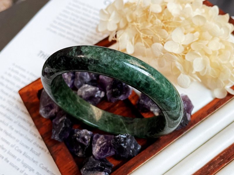 天然翡翠A货缅甸玉花青 玉镯 手镯 - 手链/手环 - 玉石 绿色