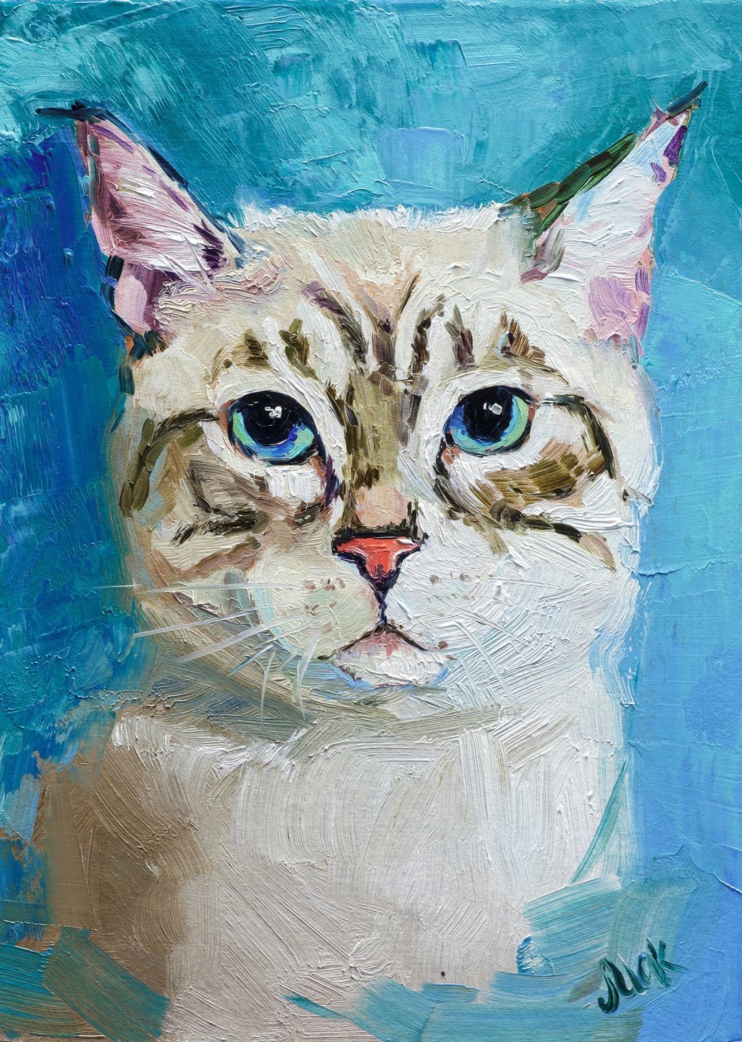Pet Portrait Custom Cat Original Oil Painting Draw My Dog Pet Commission Wall Ar - 海报/装饰画/版画 - 亚麻 多色