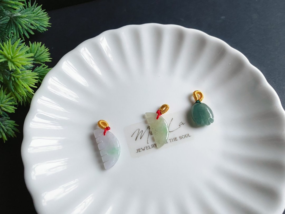 天然缅甸玉翡翠 梳子 熊掌 小物 设计款 线圈 可搭手链项链 - 吊饰 - 玉石 绿色