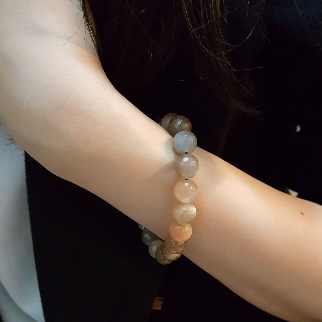 108 perles  橙太阳石切面手环 10mm - 手链/手环 - 宝石 金色
