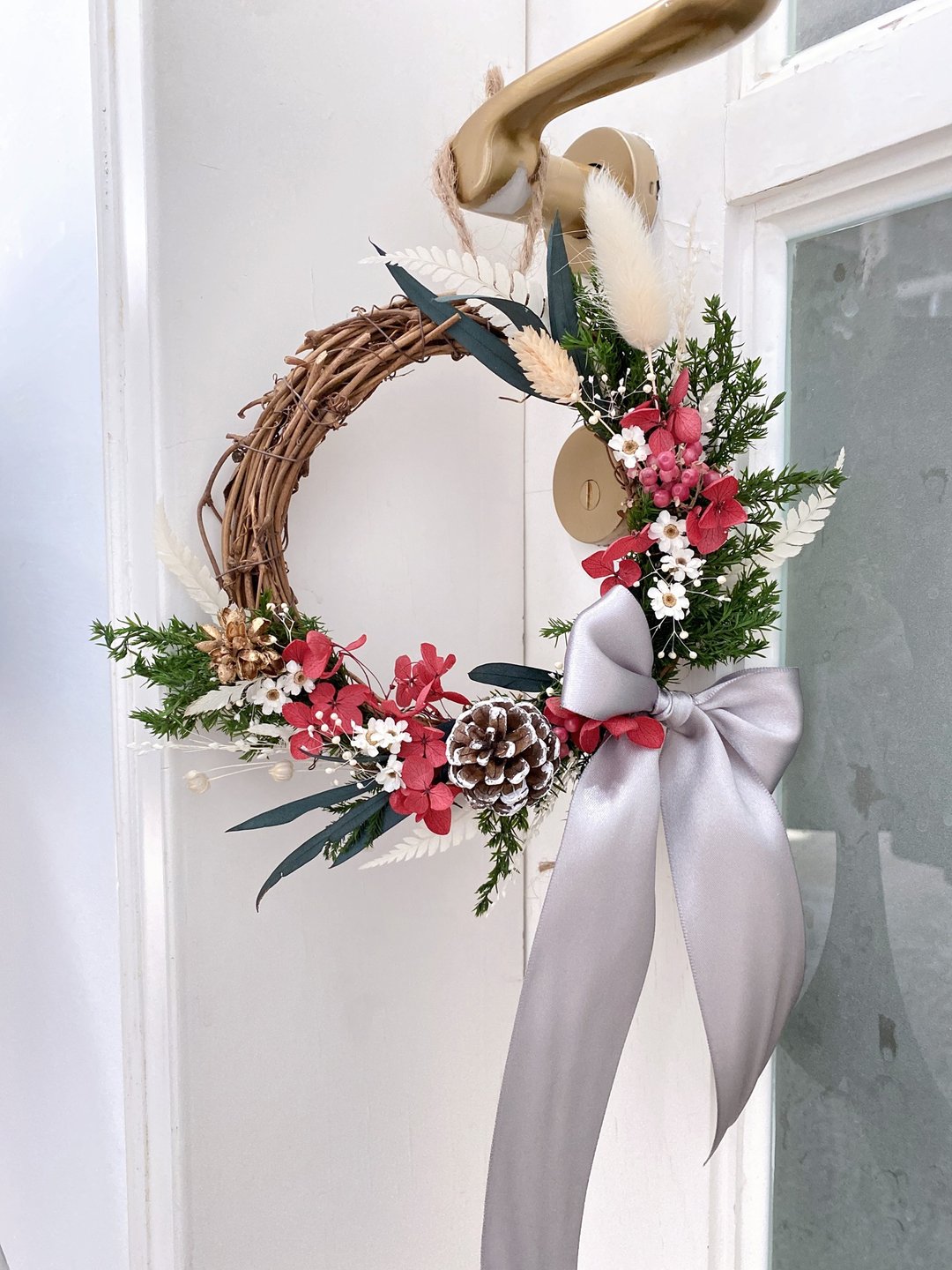 材料包/成品 直径15厘米日系银色经典花圈 花材包 成品 三款 - 墙贴/壁贴 - 植物．花 银色
