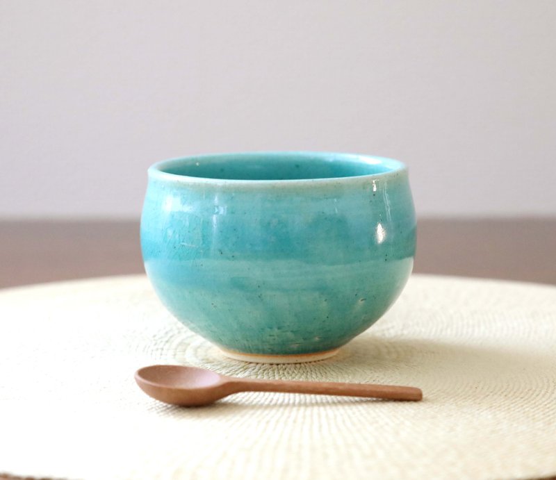 有光泽的土耳其蓝土耳其蓝釉 仅限热水 - 碗 - 陶 蓝色