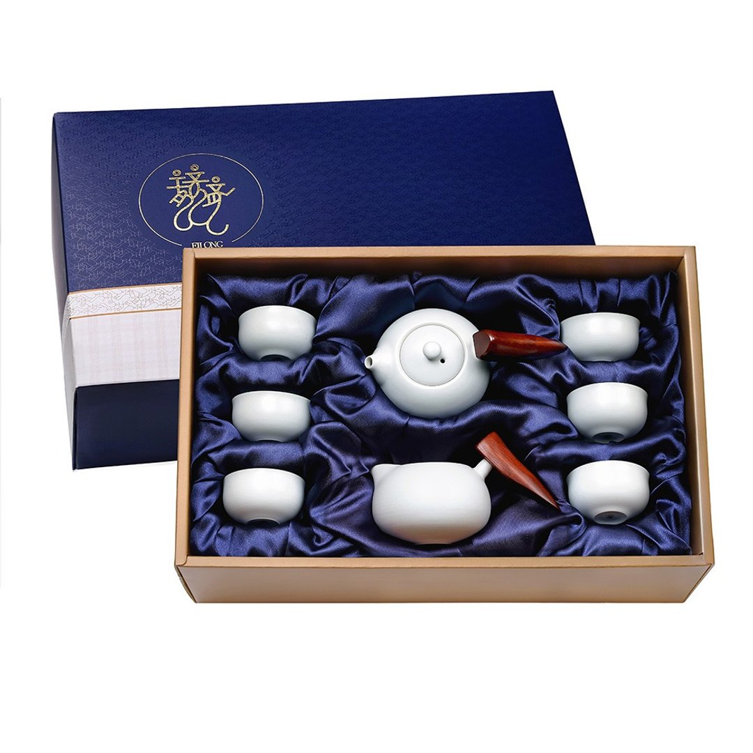 慕秋哥窑8入礼盒(壶+海+6杯) - 茶具/茶杯 - 陶 