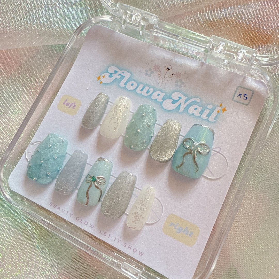 【定制】手工穿戴甲 | Future shine | No.S13 - 指甲油/指甲贴 - 其他材质 银色