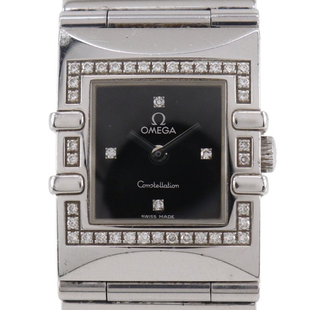 【日本直送】欧米茄 OMEGA Constellation Carre 腕表 Cal.1376 1528.46 不锈钢 x 钻石 石英机芯 黑色表盘 女仕款【二手品】 - 女表 - 不锈钢 黑色