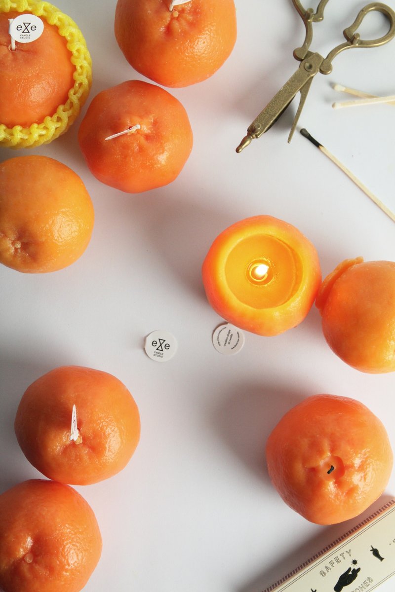 年节限定-大桔大利橘子造型蜡烛(一组两颗) - 蜡烛/烛台 - 蜡 