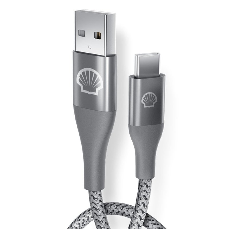 Shell 壳牌USB-A to USB-C反光充电传输线 1M-2M - 充电宝/传输线 - 尼龙 灰色