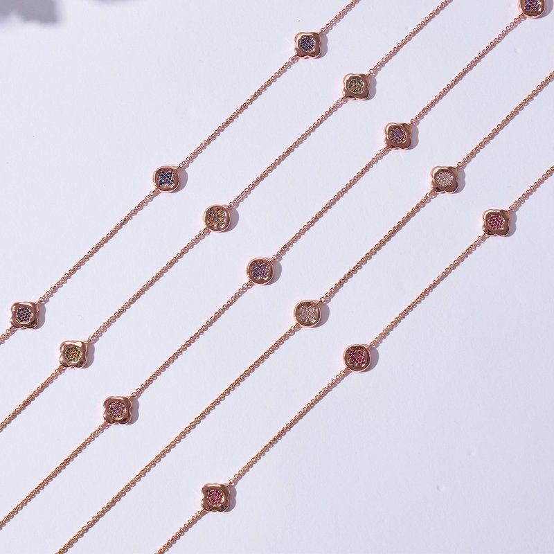 花洛细致彩钻长项链 (共四色) - 项链 - 玫瑰金 金色