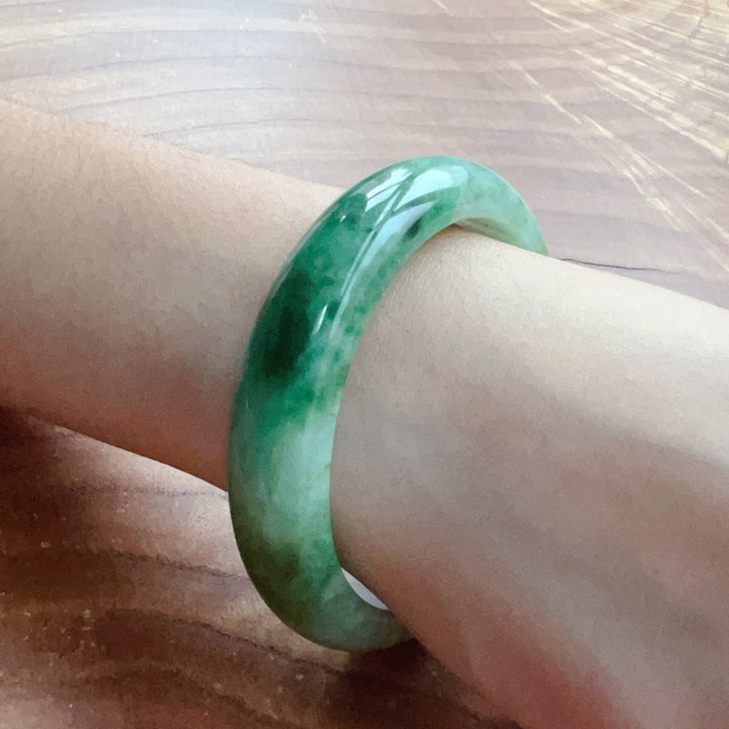 飘绿花翡翠手镯 | 19围 | 天然缅甸玉翡翠A货 | 送礼 - 手链/手环 - 玉石 绿色