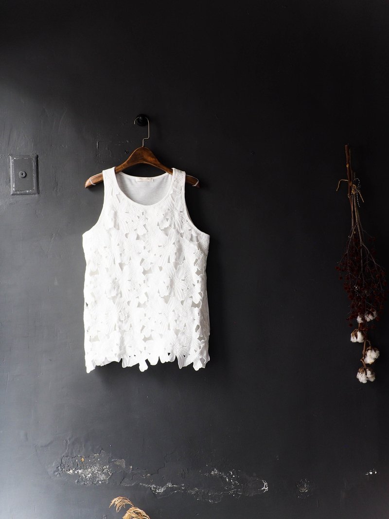 河水山 - 青森片片雪花舒心手札 古董棉质上衣 shirt oversize vintage - 女装上衣 - 棉．麻 白色