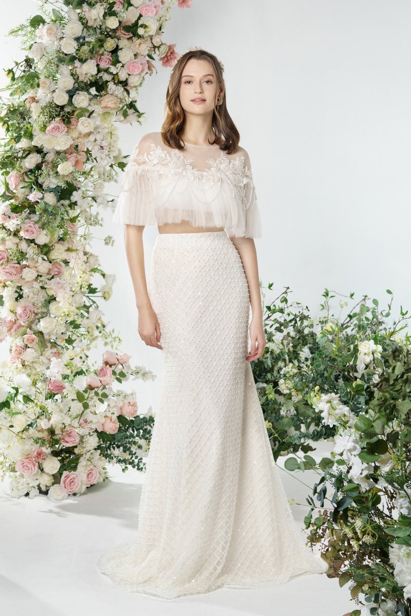 Delphinium 三件式优美珠饰轻礼服 - 晚装/礼服 - 其他材质 白色