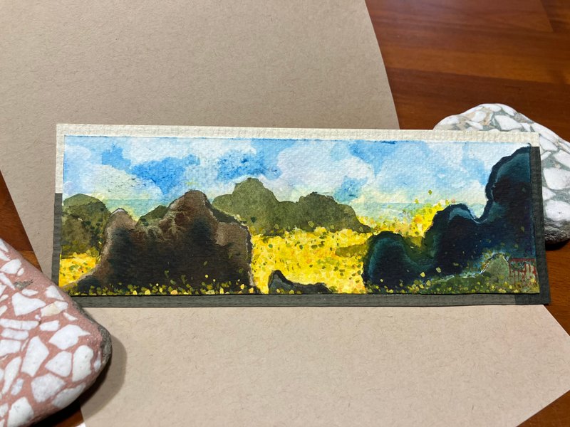 喜欢山海与金黄田野交错的风景/手绘拼贴原画 - 其他 - 纸 咖啡色