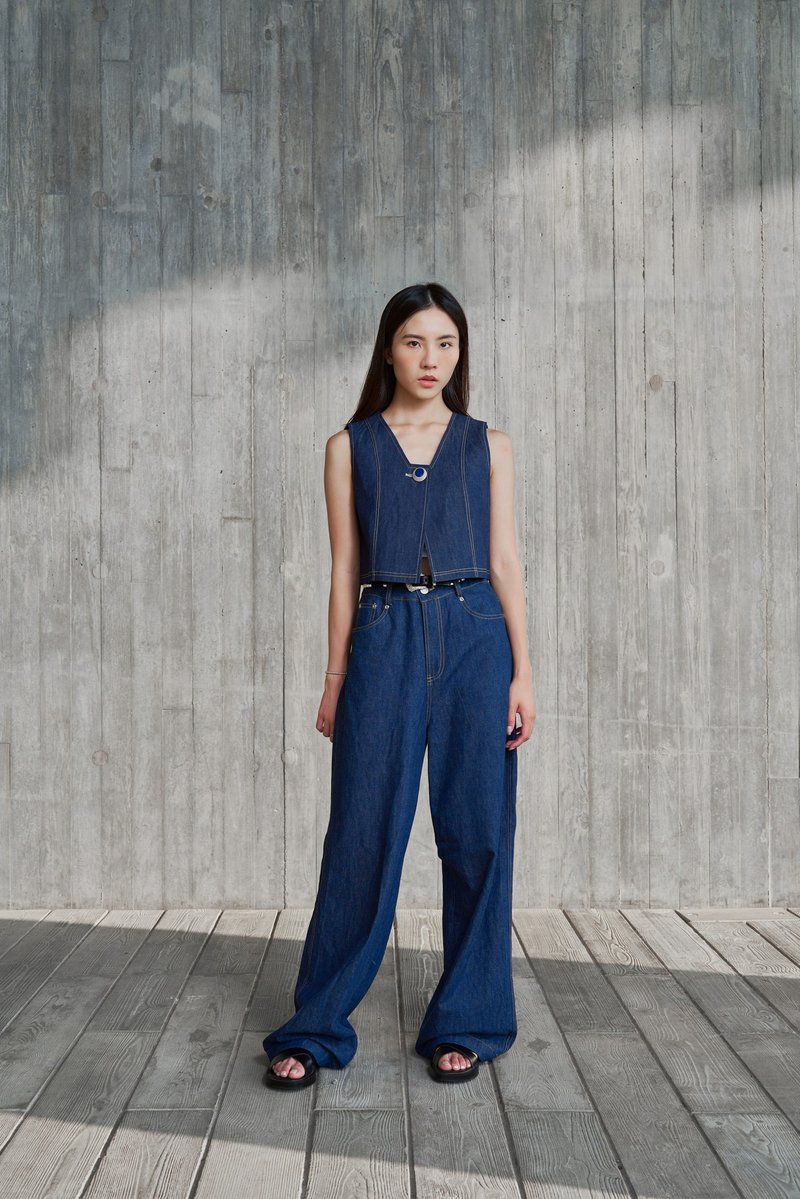 牛仔马甲背心 - 女装背心 - 其他材质 蓝色