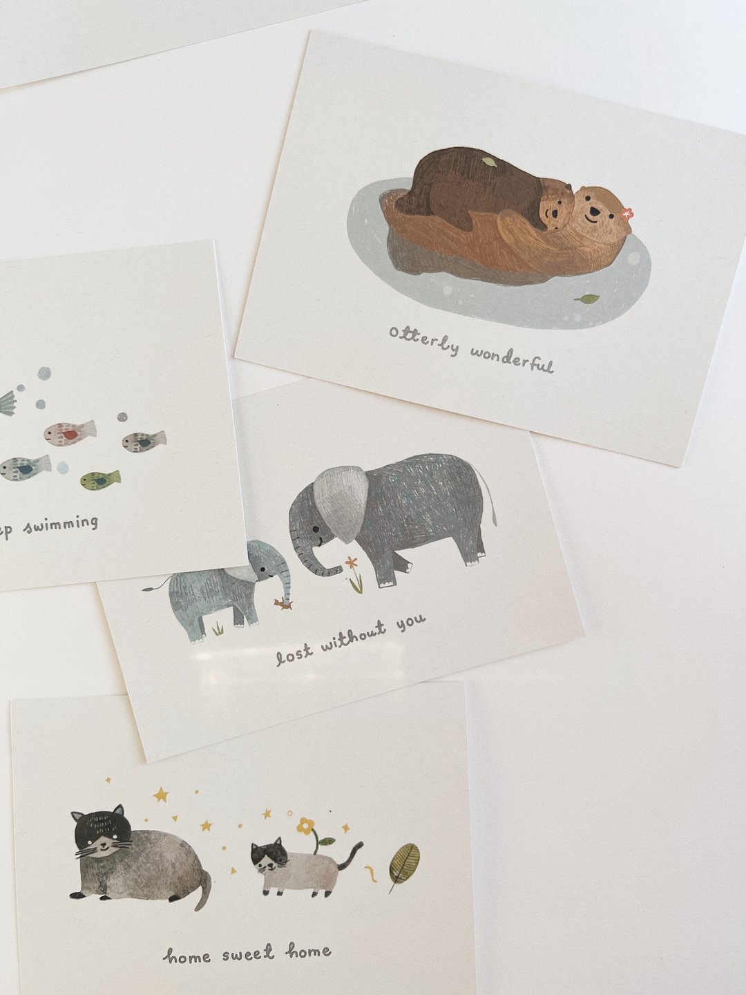 a little home animals postcard set of 5 with envelopes - 卡片/明信片 - 纸 
