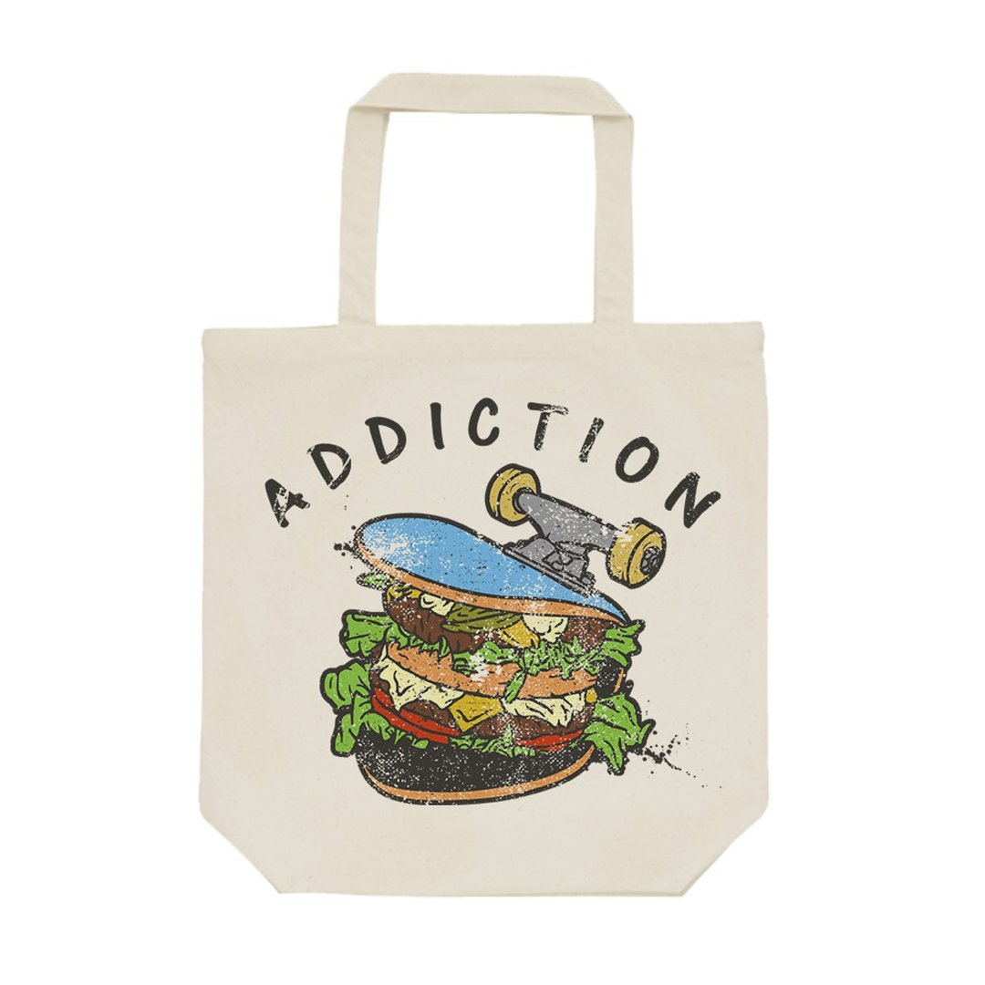 tote bag / sk8 Burger - 手提包/手提袋 - 棉 卡其色