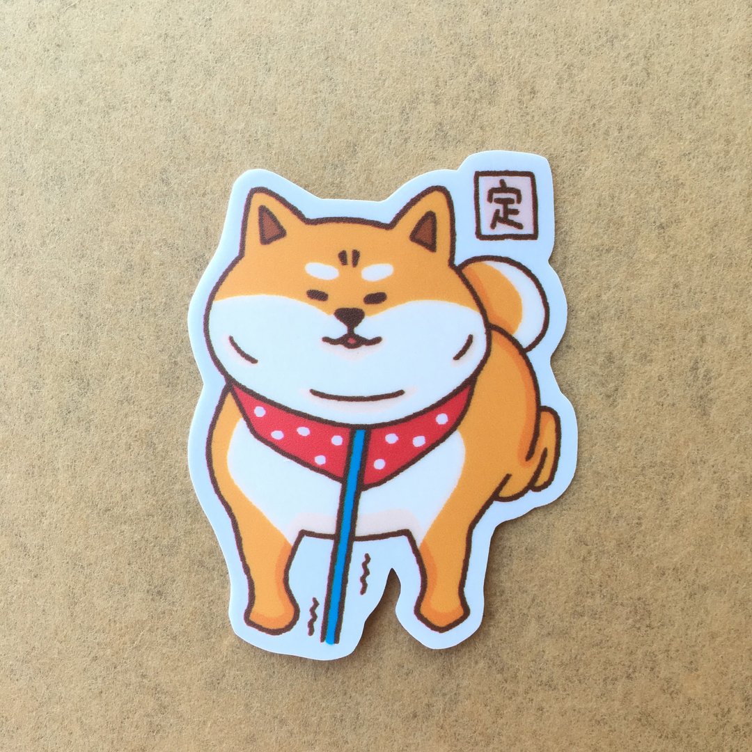 柴犬日常入定中型防水贴纸 SM0073 - 贴纸 - 纸 多色