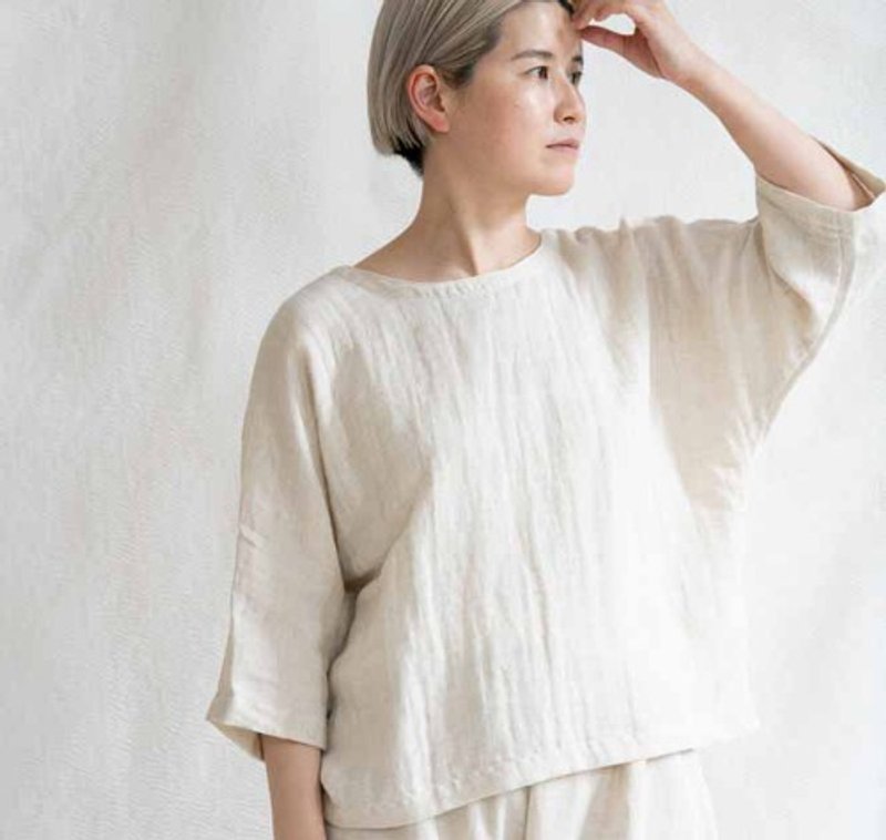 OrganicCotton ゆったりプルオーバー【リネン混Wガーゼ】 - 女装上衣 - 其他材质 
