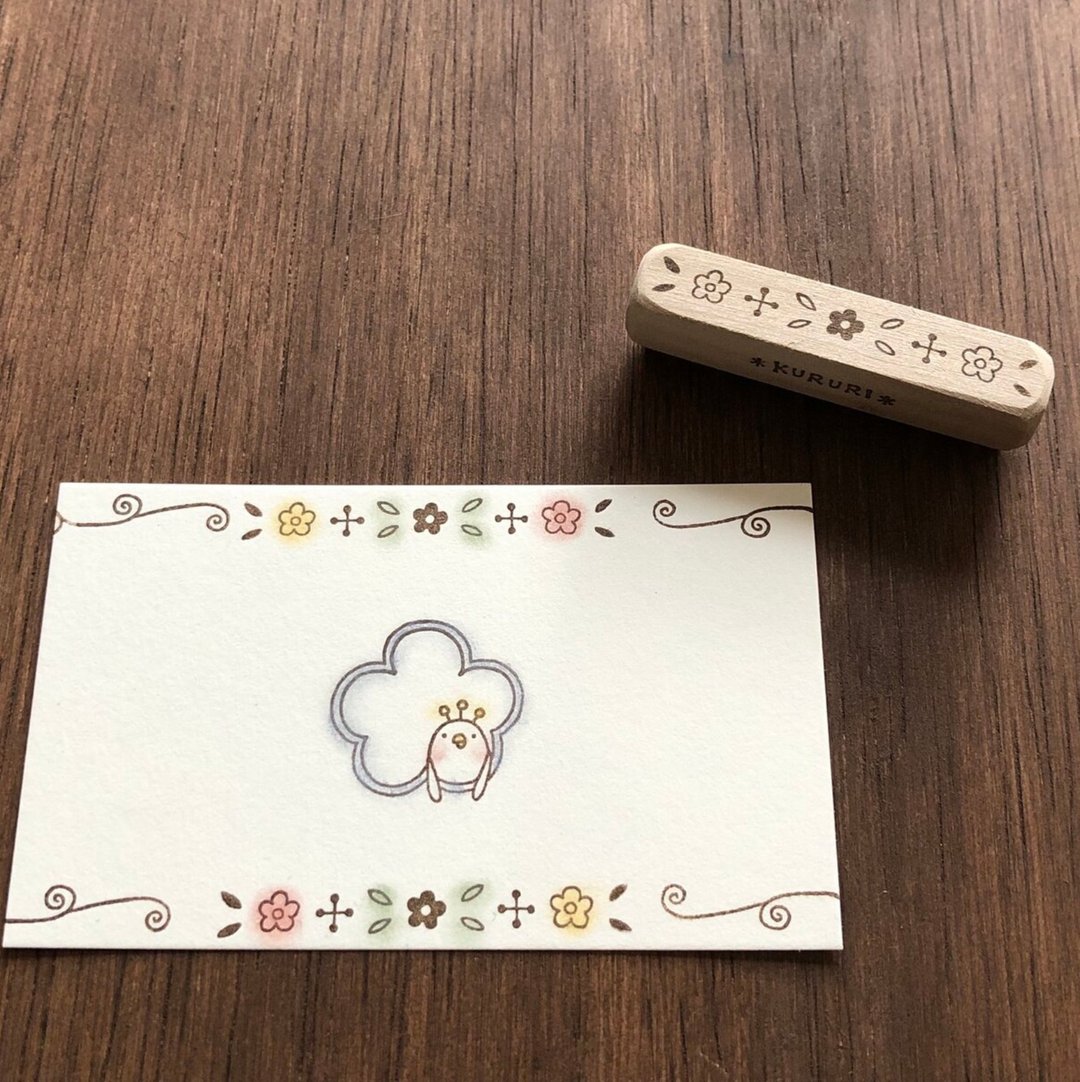 Simple Scandinavian line of small florets Hanko rubber stamp stamp seal - 印章/印台 - 橡胶 
