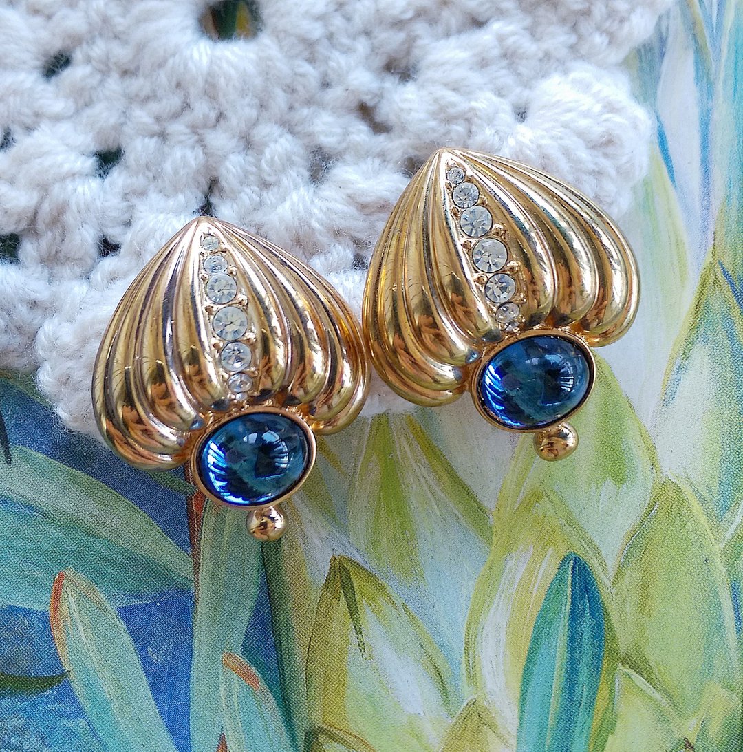 Vintage Jewelry 西洋古董饰品 Krementz 优美 气质 针式耳环 - 耳环/耳夹 - 其他金属 金色