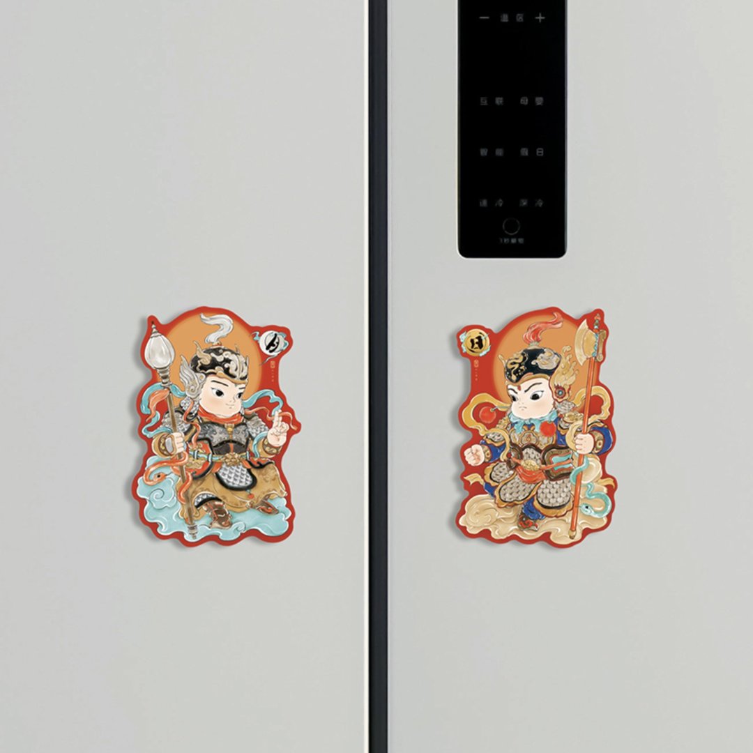 门神冰箱贴 手绘卡通磁力贴 - 贴纸 - 纸 红色