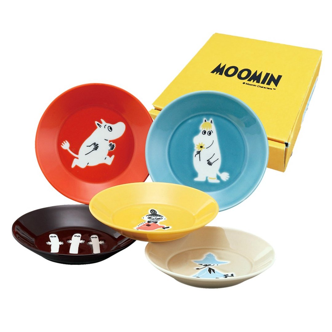 【日本山加yamaka】噜噜米彩绘陶瓷浅盘礼盒5入组 (MM1300-57) - 盘子/餐盘/盘架 - 瓷 多色