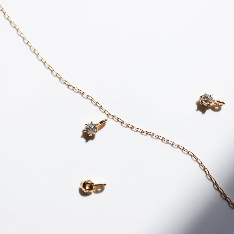 18K 钻石坠子 单钻 11分 K金坠子 六爪坠子 - 项链 - 贵金属 