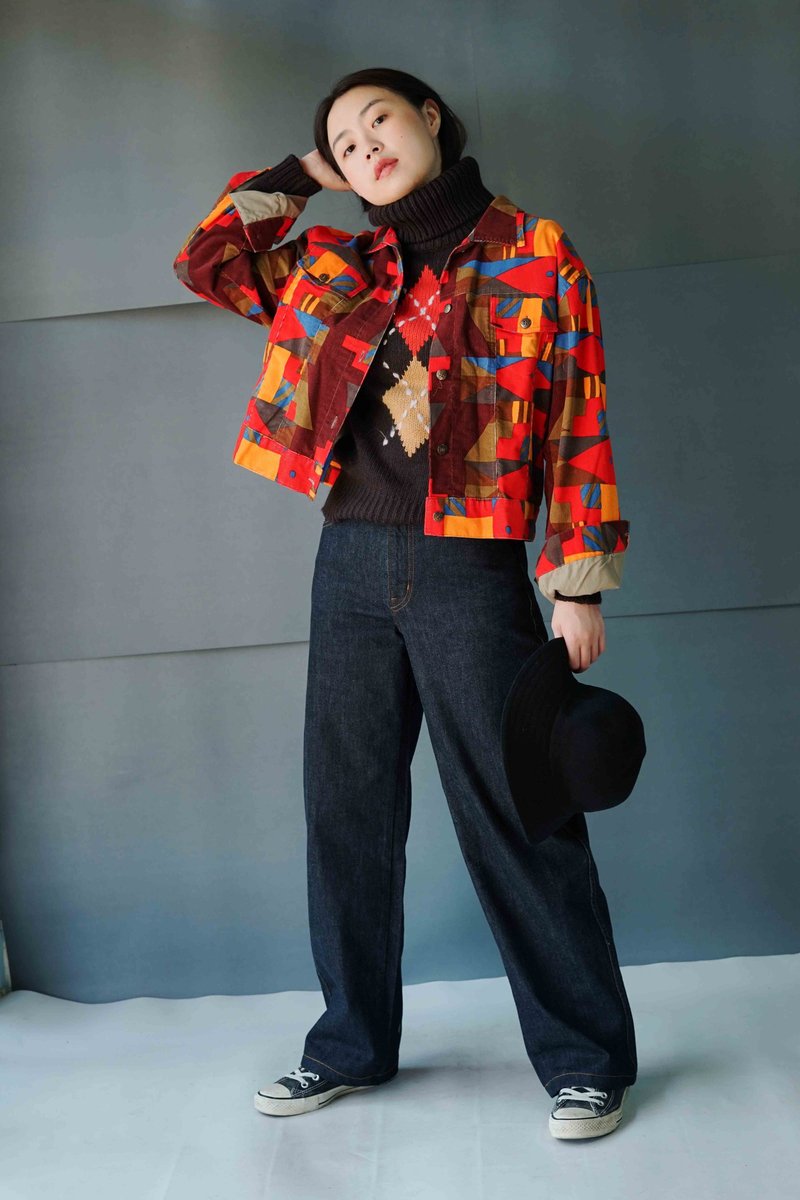 寻宝古着-澳洲kendone艺术嬉皮色块灯芯绒夹克外套 - 女装休闲/机能外套 - 棉．麻 多色